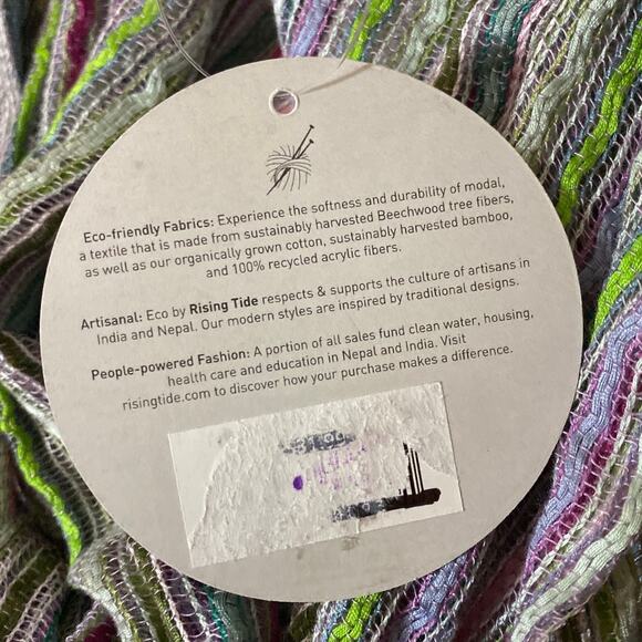 NEW Infinity Scarf by ECO Rising Tide Pink Teal Multicolor Boho Striped Hippie - Picture 5 of 10